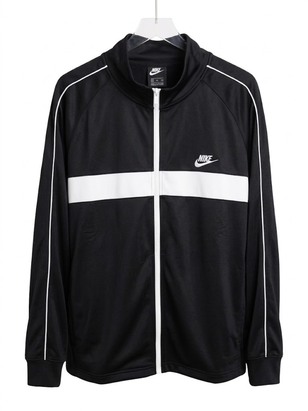 Nike Black Track Jacket with White Chest Stripe